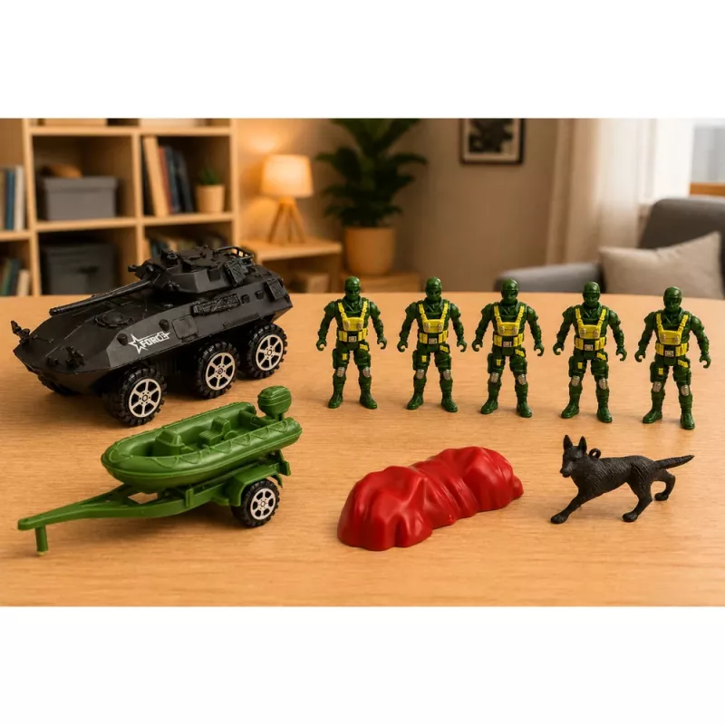 LEAN TOYS Conjunto militar Soldados com veículo blindado 14 peças