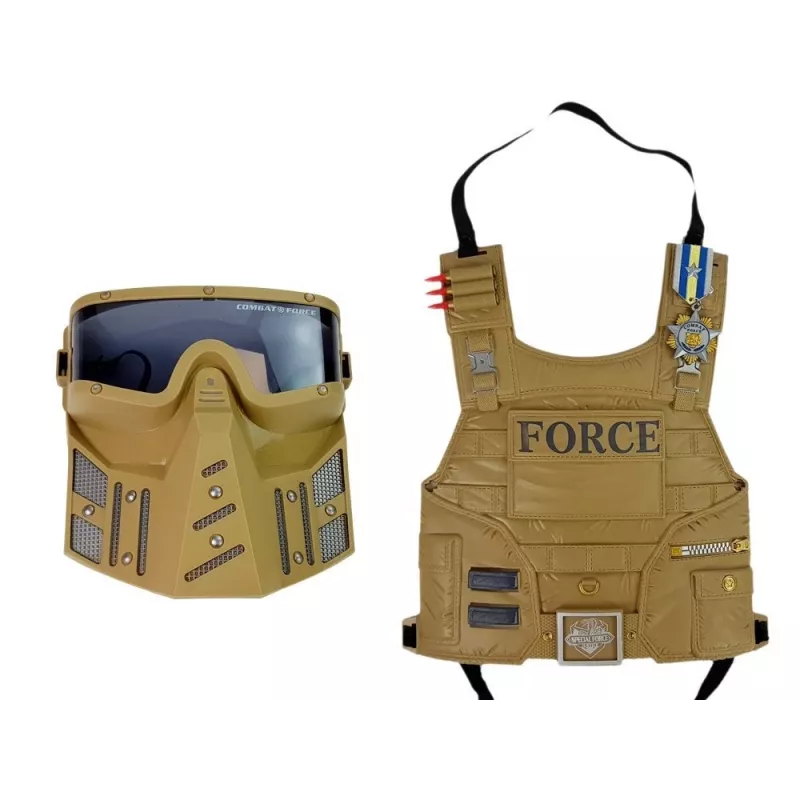 LEAN TOYS Conjunto militar arma máscara binóculos colete bússola