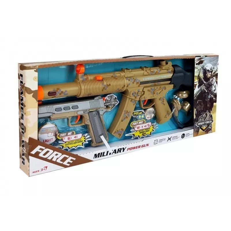 LEAN TOYS Conjunto de armas militares espingarda pistola auscultadores apito luzes