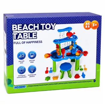 Mesa de água multinível LEAN TOYS com cadeira, acessórios e formas, 63 cm