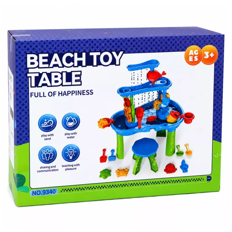 Mesa de água multinível LEAN TOYS com cadeira, acessórios e formas, 63 cm