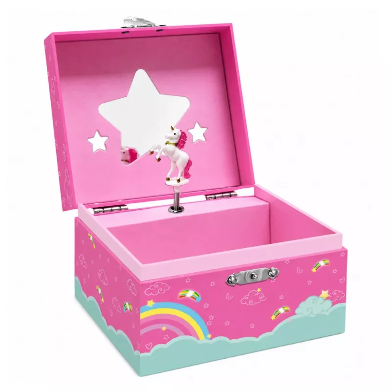 LEAN TOYS Caixa de Música Porta-Joias Unicórnio Giratório Rosa