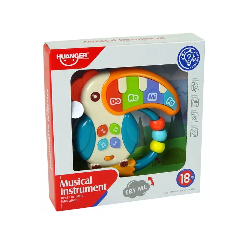 LEAN TOYS Pianino musical papagaio sons luzes contas