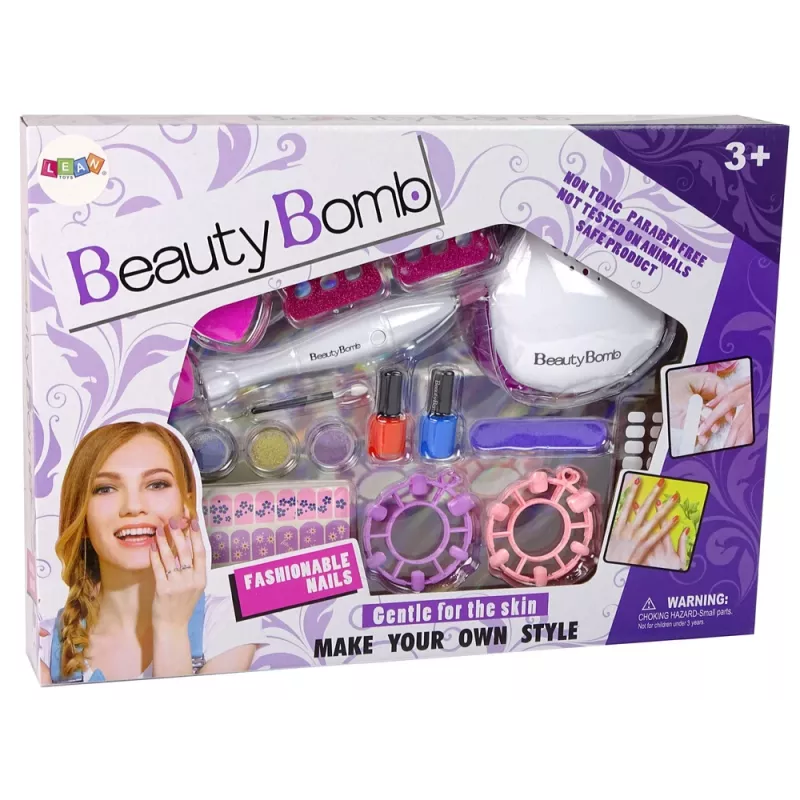 LEAN TOYS Conjunto de Verniz de Unhas com Moldes, Lâmpada, Lima e Brocado