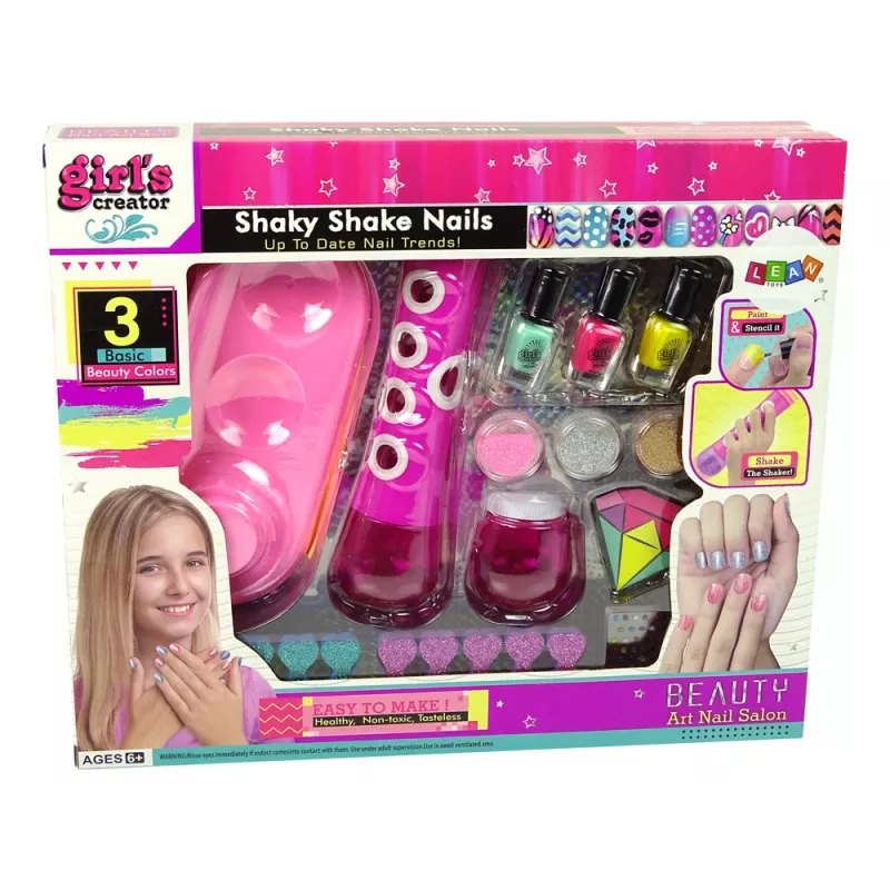 LEAN TOYS Conjunto de verniz de unhas dispensador de glitter para unhas autocolantes para unhas