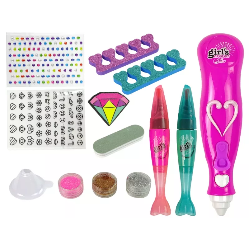 LEAN TOYS Conjunto de decoração de unhas pinos para unhas dispensadores de glitter diamantes