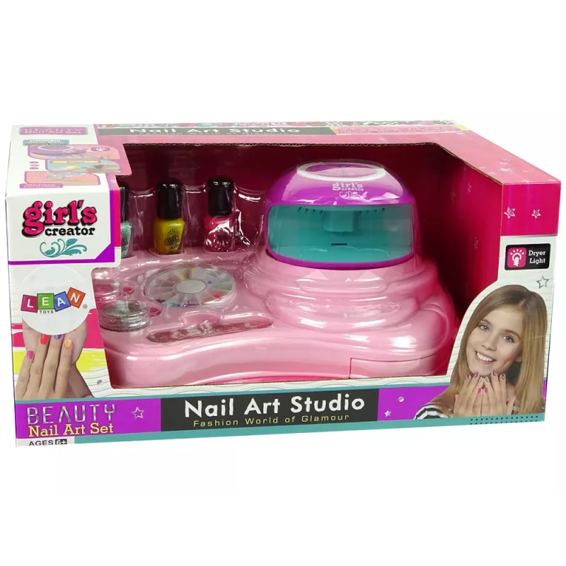 LEAN TOYS Conjunto de verniz de unhas com glitter para unhas secador e autocolantes
