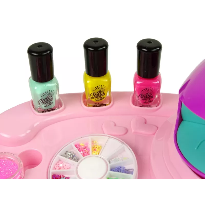LEAN TOYS Conjunto de verniz de unhas com glitter para unhas secador e autocolantes