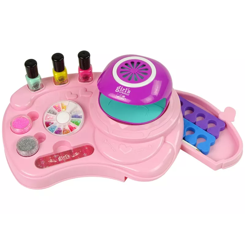 LEAN TOYS Conjunto de verniz de unhas com glitter para unhas secador e autocolantes