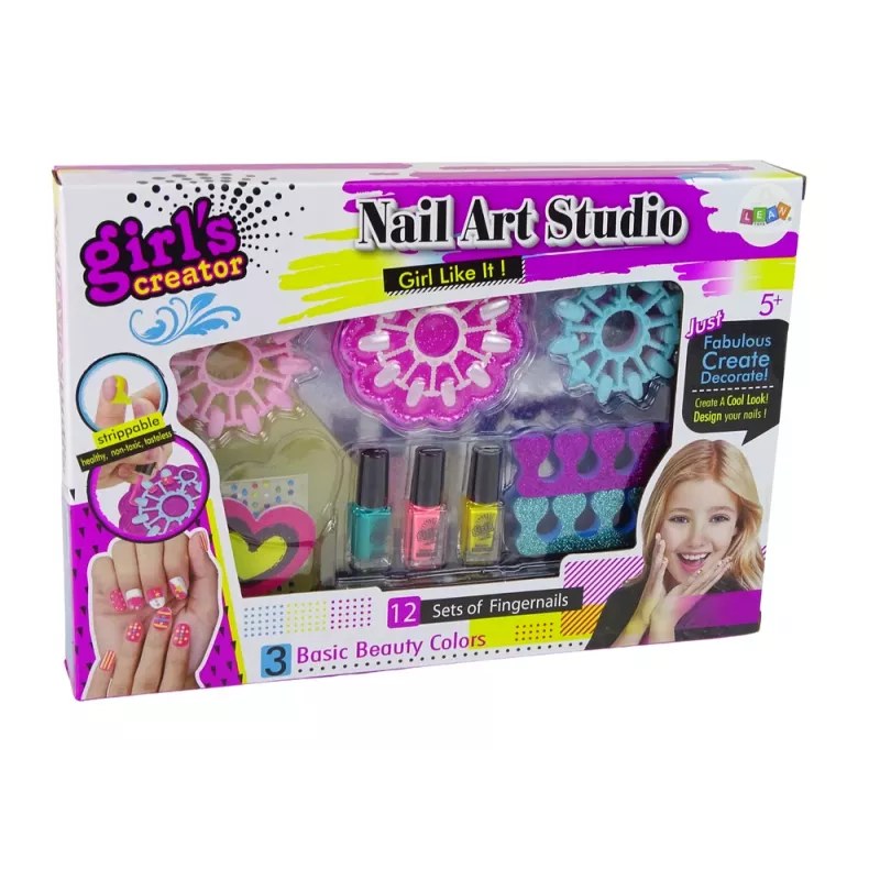 LEAN TOYS Conjunto de nail art para pequenas senhoras Estúdio de arte de unhas
