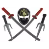 Conjunto Ninja Warrior LEAN TOYS com máscara, espada, adagas, shuriken, arco e flechas – decorações vermelhas (10 peças)