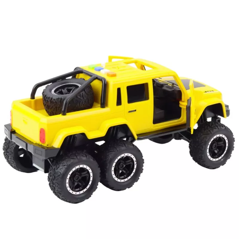 LEAN TOYS Carro offroad com tração por fricção, luzes e sons, Amarelo, 6x6, 1:16
