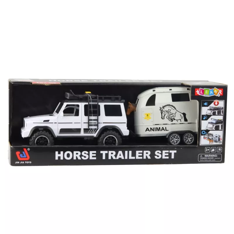 Veículo todo-o-terreno LEAN TOYS com atrelado para cavalos, figura, luzes e sons