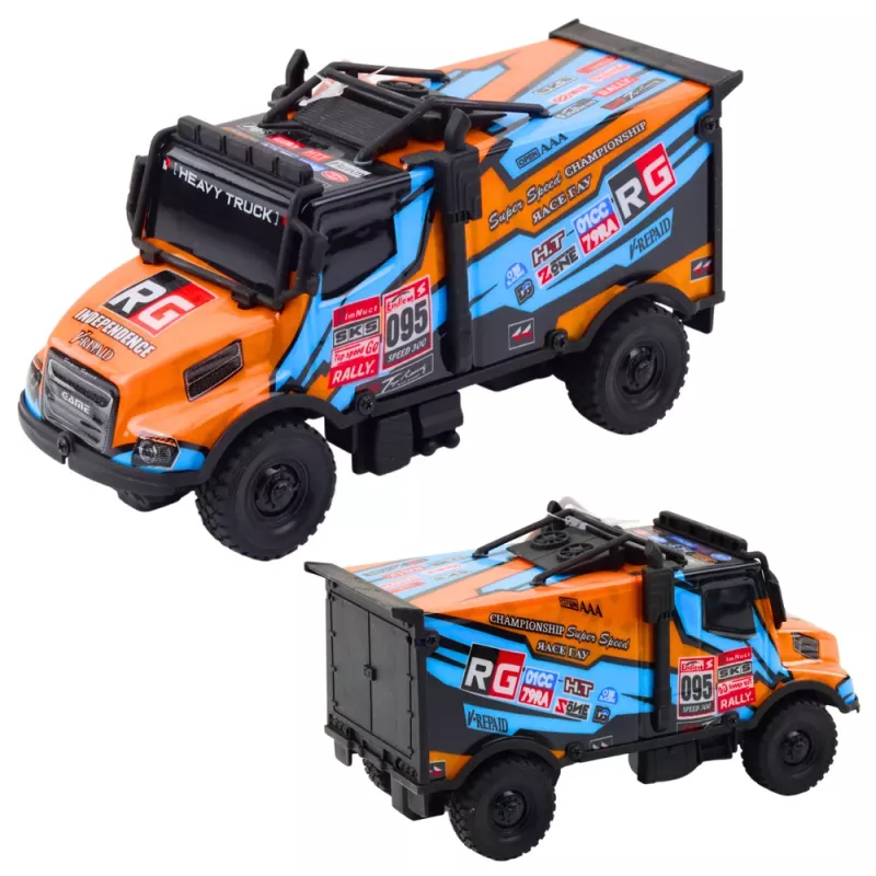 LEAN TOYS Camião RC todo-o-terreno escala 1:16 laranja azul com luzes e sons