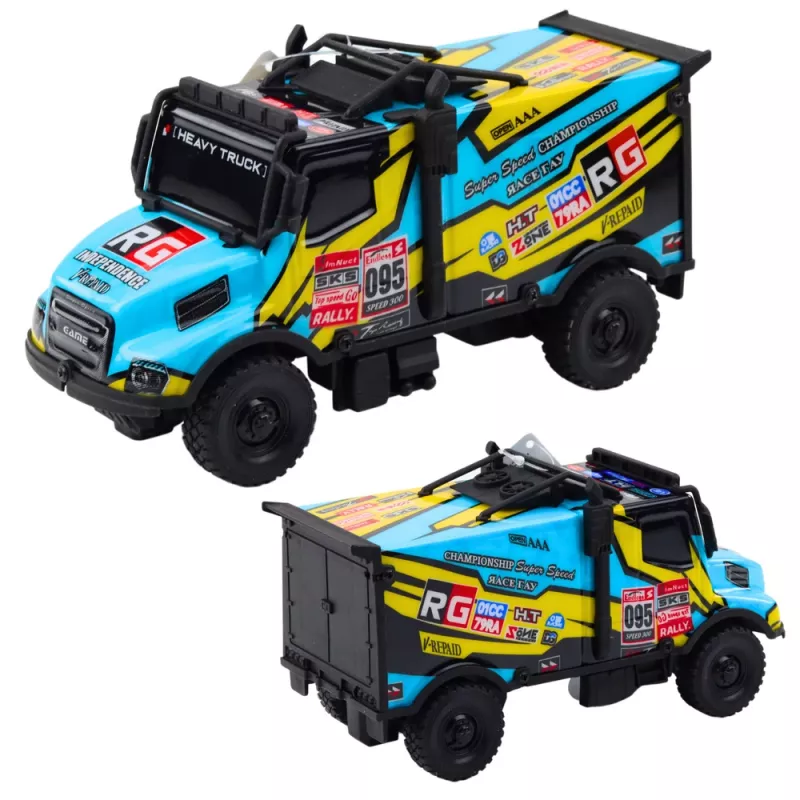 LEAN TOYS Camião RC todo-o-terreno escala 1:16 laranja azul com luzes e sons