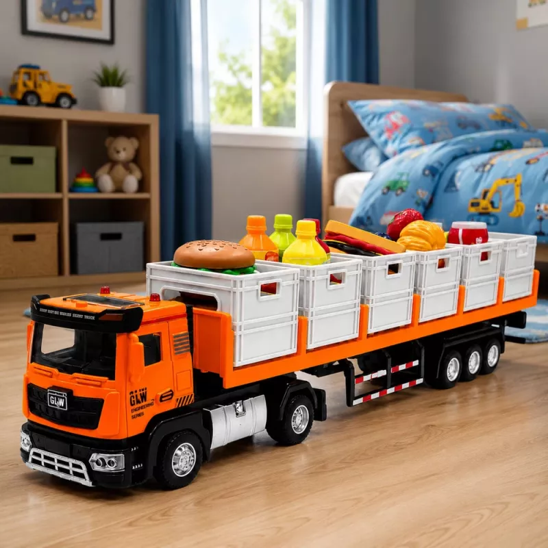 LEAN TOYS camião de transporte de alimentos laranja 1:40 modelo em zamac