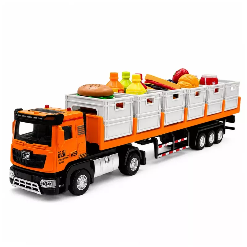 LEAN TOYS camião de transporte de alimentos laranja 1:40 modelo em zamac