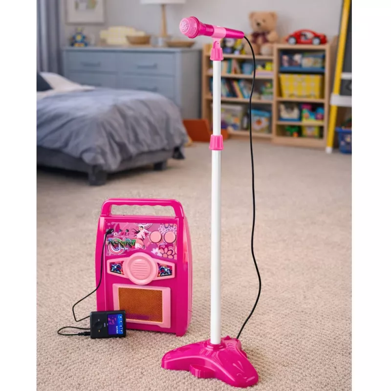 LEAN TOYS Guitarra Elétrica Rosa com Microfone e Amplificador