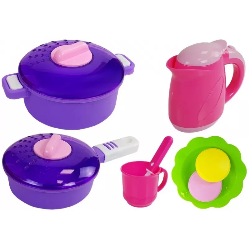 LEAN TOYS Cozinha Rosa com Panelas de Água, Alimentos e Som