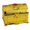 LEAN TOYS Baú do Tesouro de Plástico para Crianças com Cadeado e 2 Chaves, decorado a dourado