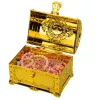 LEAN TOYS Baú do Tesouro de Plástico para Crianças com Cadeado e 2 Chaves, decorado a dourado