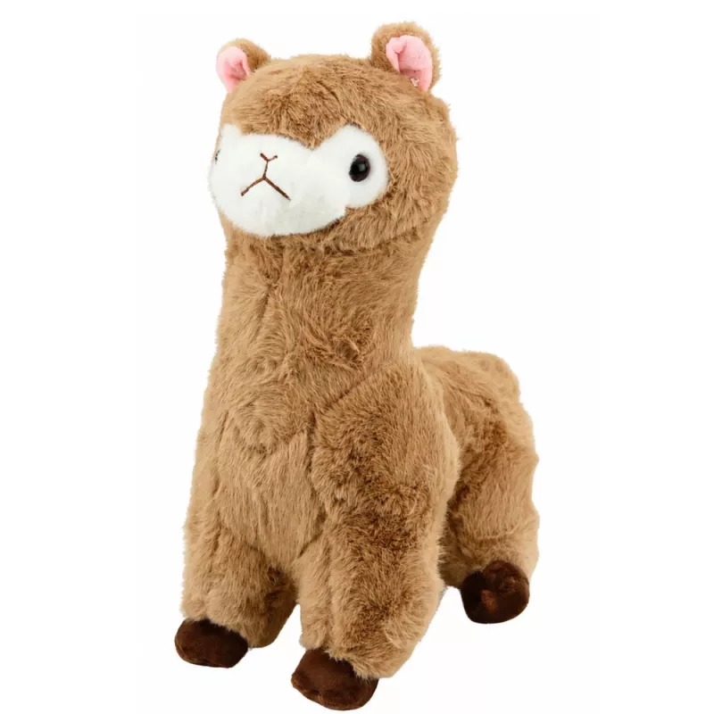 LEAN TOYS Alpaca de peluche com pelo macio bege 28 cm