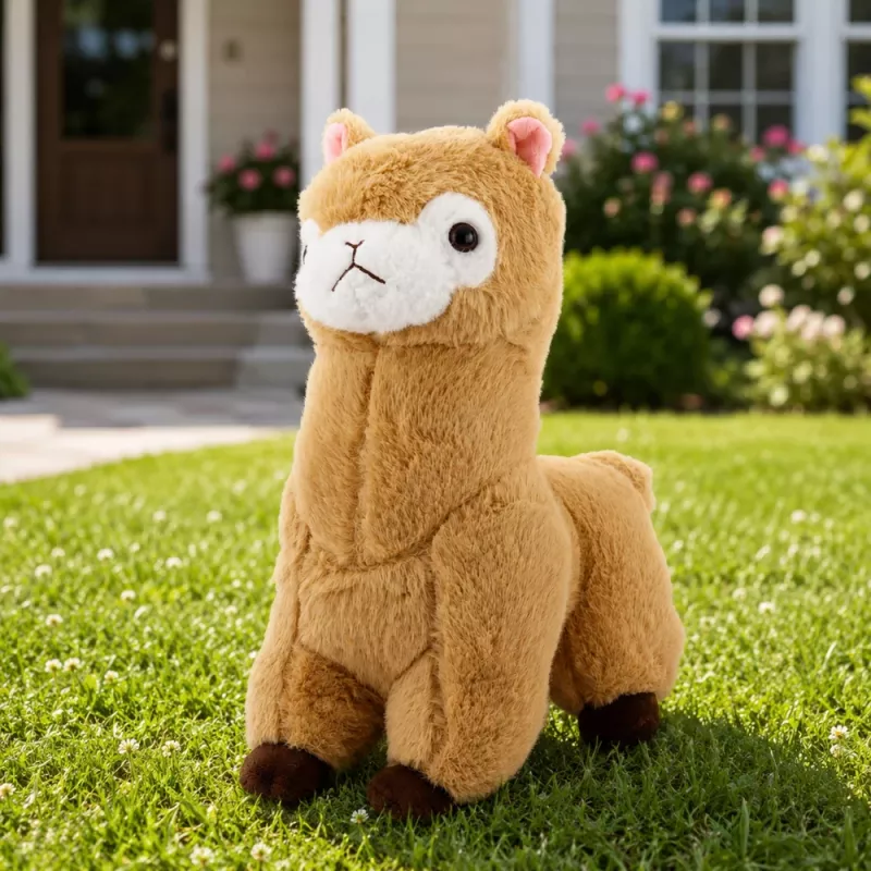 LEAN TOYS Peluche alpaca lhama - creme, 28 cm, peluche fofo com pelo super macio