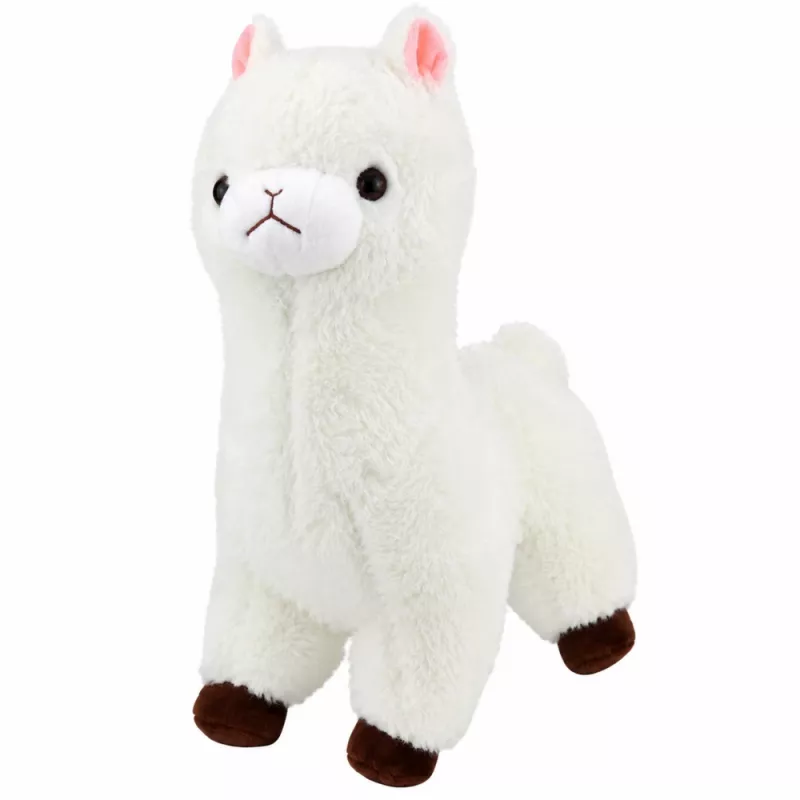 LEAN TOYS Alpaca de peluche pelo branco macio 28 cm