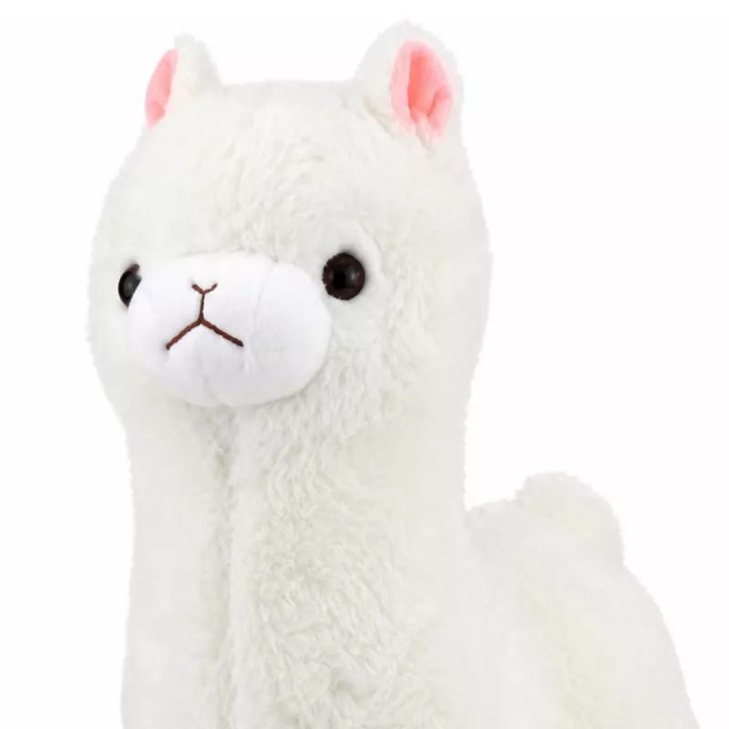 LEAN TOYS Alpaca de peluche pelo branco macio 28 cm