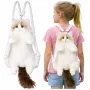 LEAN TOYS Mochila de Peluche Gato Mascote com Alças Ajustáveis e Patas de Silicone Branco 50cm