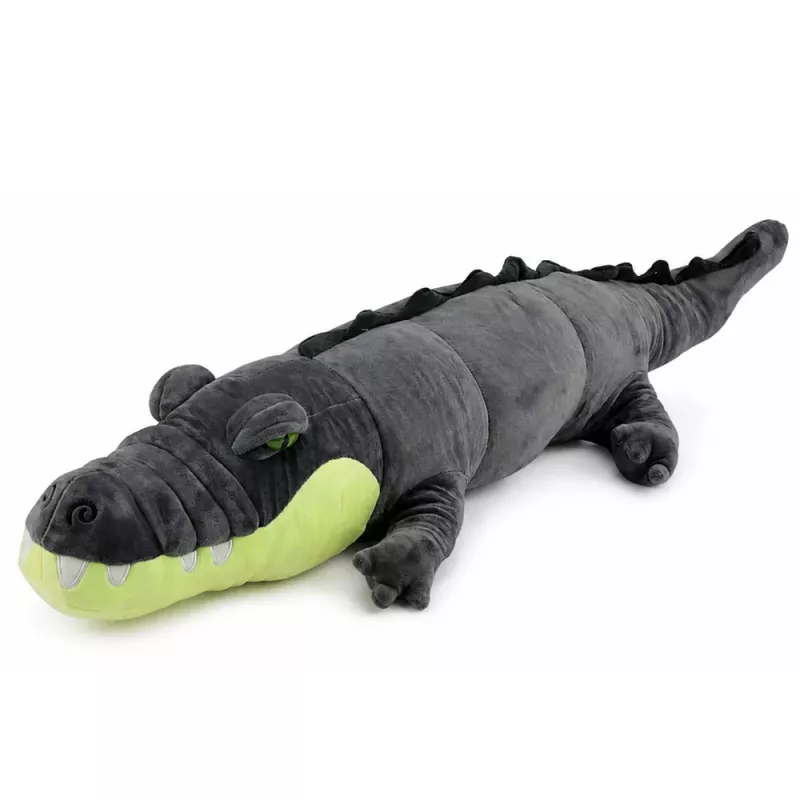 LEAN TOYS Crocodilo de Peluche Mascote Peluche - Cinzento Realista, 90 cm