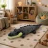 LEAN TOYS Crocodilo de Peluche Mascote Peluche - Cinzento Realista, 90 cm