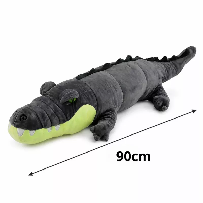 LEAN TOYS Crocodilo de Peluche Mascote Peluche - Cinzento Realista, 90 cm