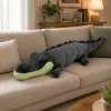 LEAN TOYS Crocodilo de Peluche Mascote Peluche - Cinzento Realista, 90 cm