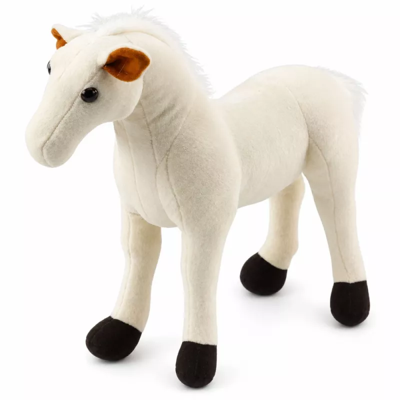 Cavalo de peluche LEAN TOYS peluche mascote peluche branco 40cm x 37cm
