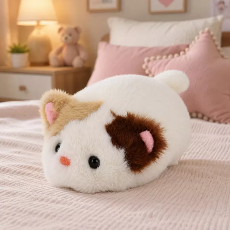 LEAN TOYS Gatinho de peluche mascote peluche macio pequeno branco 16 cm