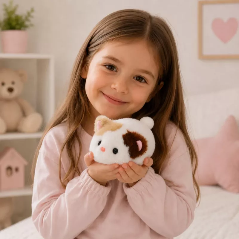 LEAN TOYS Gatinho de peluche mascote peluche macio pequeno branco 16 cm