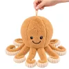 LEAN TOYS Polvo de peluche com ventosa bege 16 cm