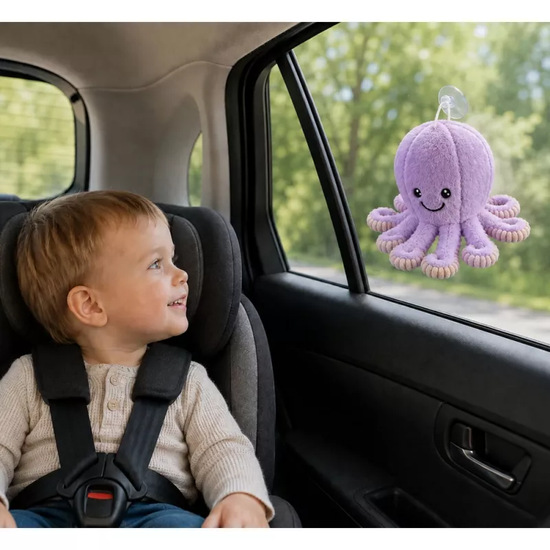 LEAN TOYS Brinquedo de polvo de peluche com ventosa, roxo, 16 cm