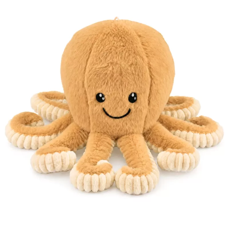 LEAN TOYS Polvo de peluche com tentáculos elásticos, bege 50 cm – peluche macio
