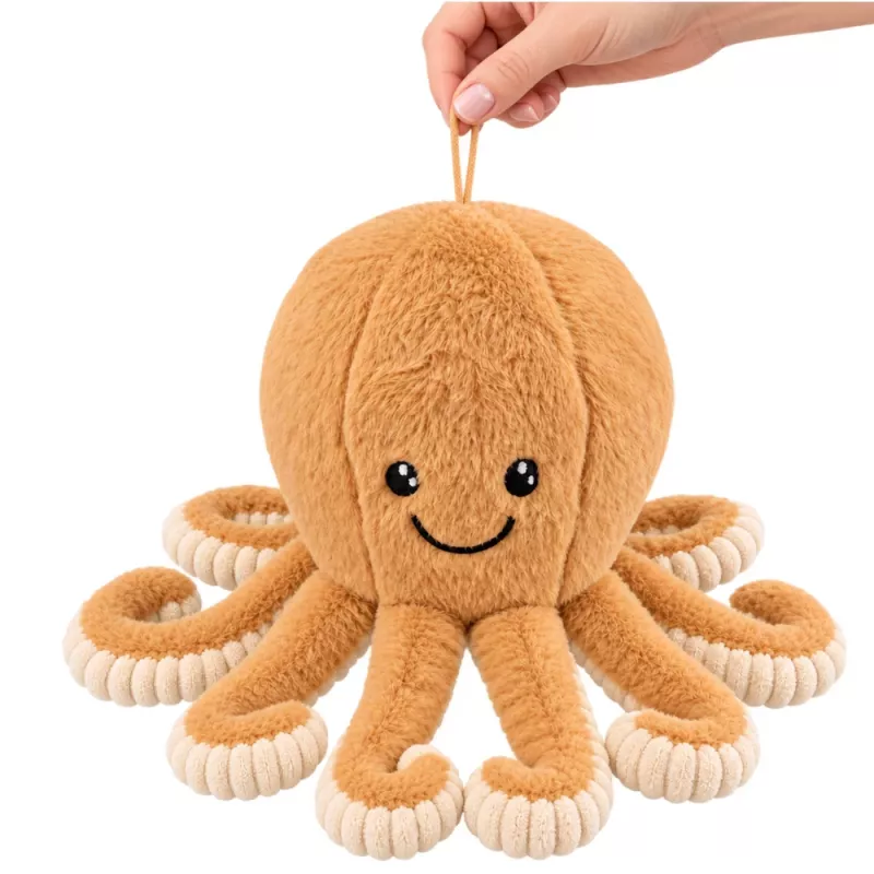 LEAN TOYS Polvo de peluche com tentáculos elásticos, bege 50 cm – peluche macio