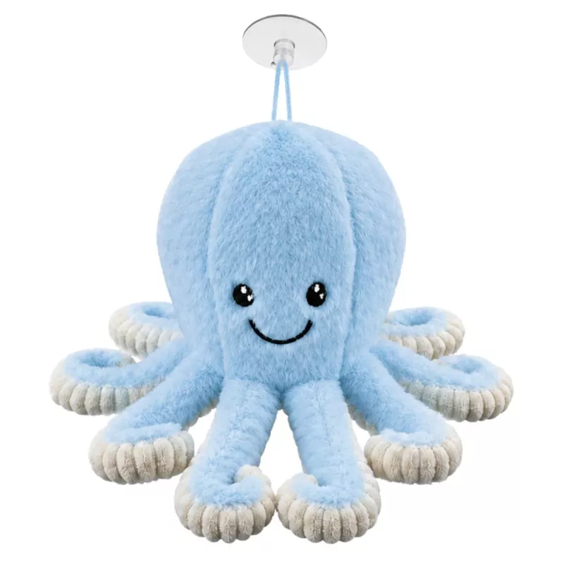 LEAN TOYS Polvo de peluche com ventosa, azul, 16 cm