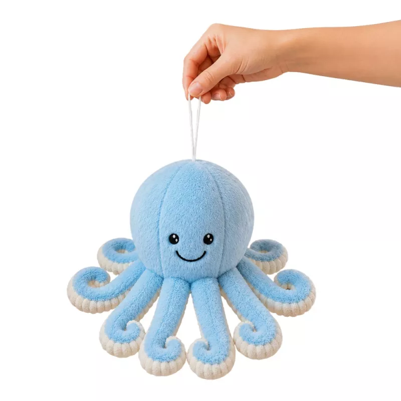 LEAN TOYS Polvo de peluche com ventosa, azul, 16 cm