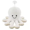 LEAN TOYS Polvo de peluche com ventosa, branco, 16 cm – Companheiro macio habitante do mar