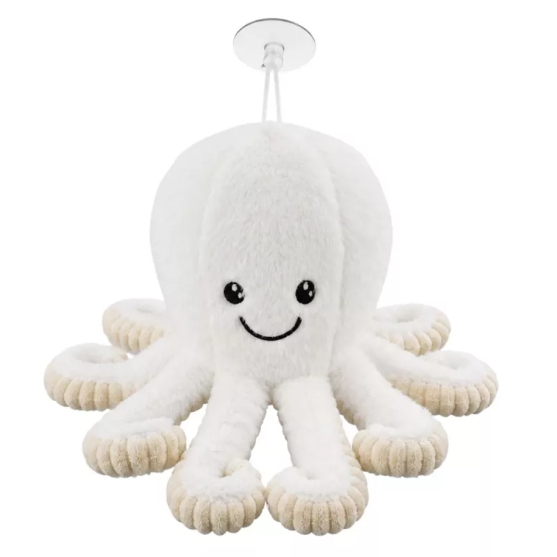 LEAN TOYS Polvo de peluche com ventosa, branco, 16 cm – Companheiro macio habitante do mar