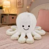 LEAN TOYS Polvo de peluche com ventosa, branco, 16 cm – Companheiro macio habitante do mar