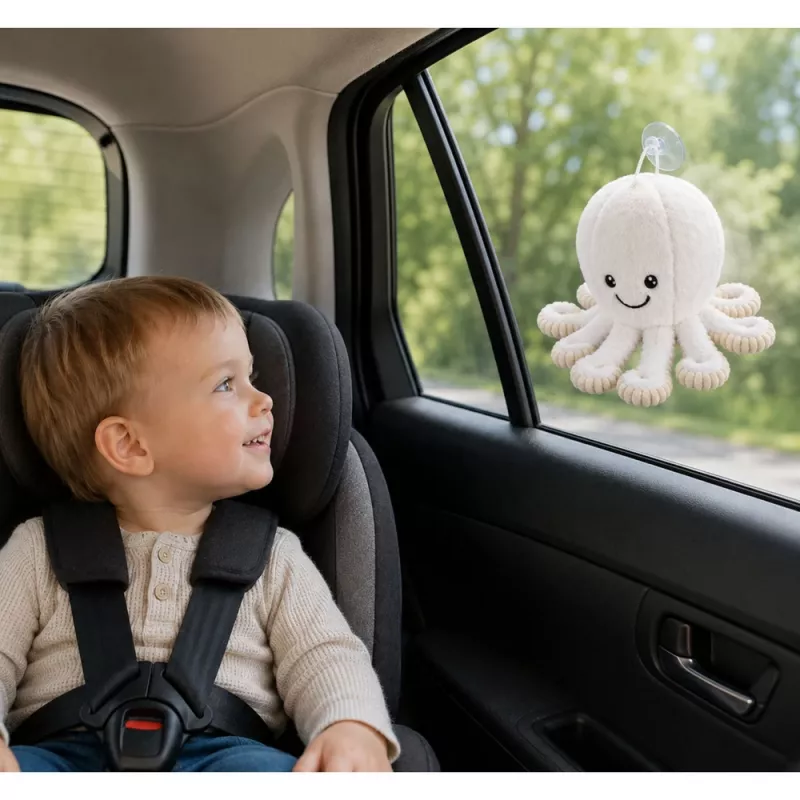LEAN TOYS Polvo de peluche com ventosa, branco, 16 cm – Companheiro macio habitante do mar