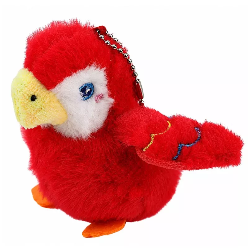 Porta-chaves de papagaio de peluche LEAN TOYS, vermelho, 9 cm