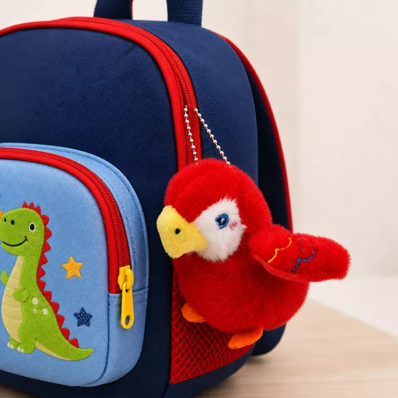 Porta-chaves de papagaio de peluche LEAN TOYS, vermelho, 9 cm