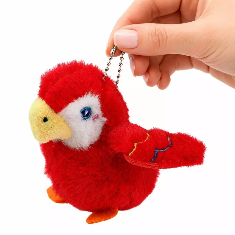 Porta-chaves de papagaio de peluche LEAN TOYS, vermelho, 9 cm